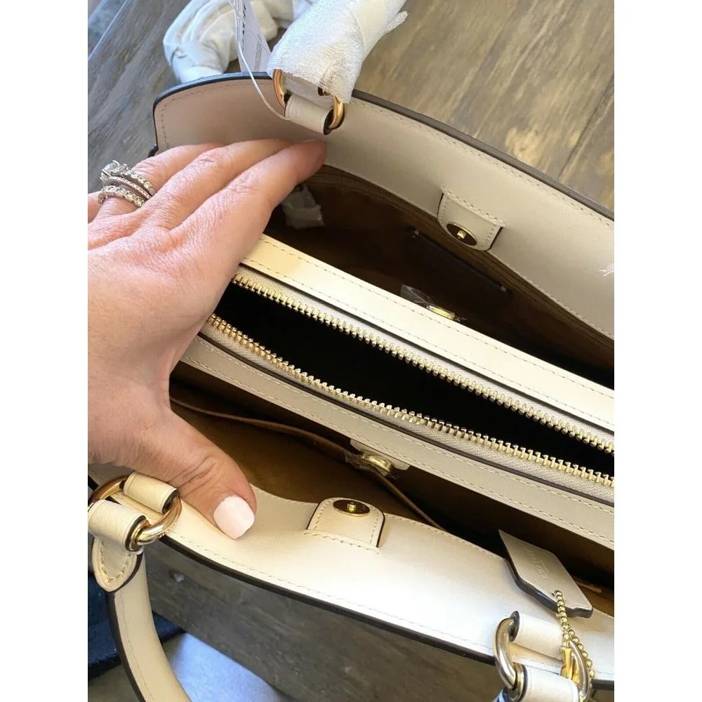 COACH NWT $428 Lillie Carryall Handbag Gold/Chalk) Signature Canvas Detachable - Picture 8 of 12